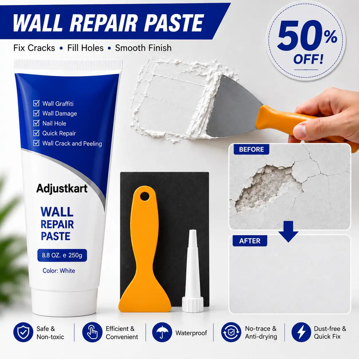 Water Resistant Wall Repair Paste (Pack of 2)