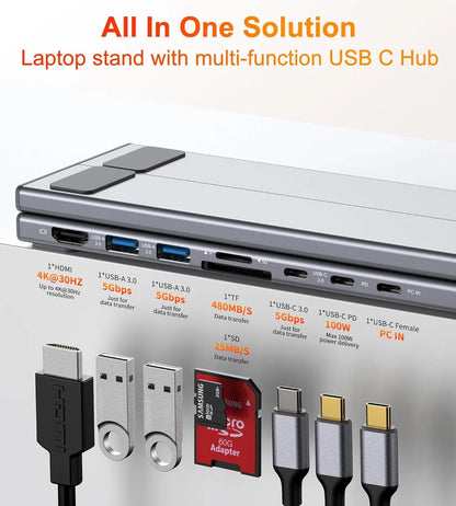 ADJUSTKART™ - 8-in-1 Laptop Docking Station Stand